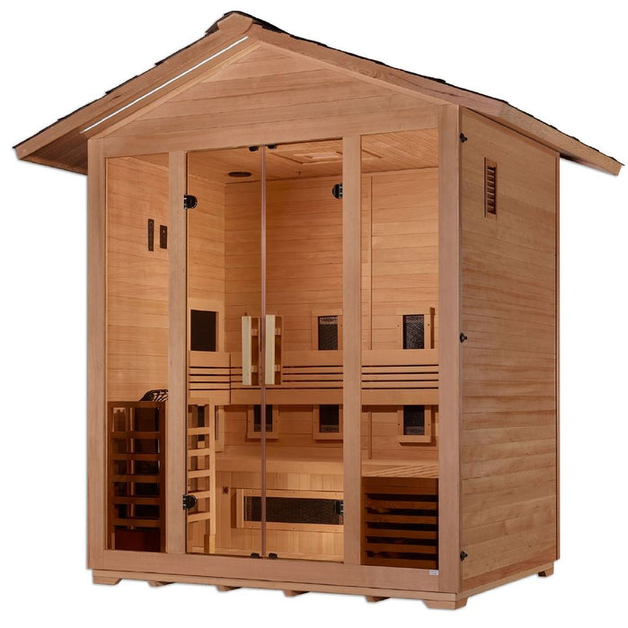 Golden Designs | Gargellen 5 Person Hybrid Outdoor Steam Sauna -  Canadian Hemlock