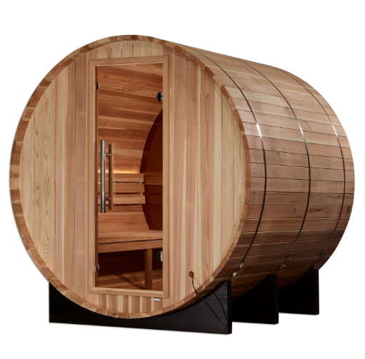 Golden Designs | "Zurich" 4 Person Barrel with Bronze Privacy View - Traditional Steam Sauna -  Pacific Cedar