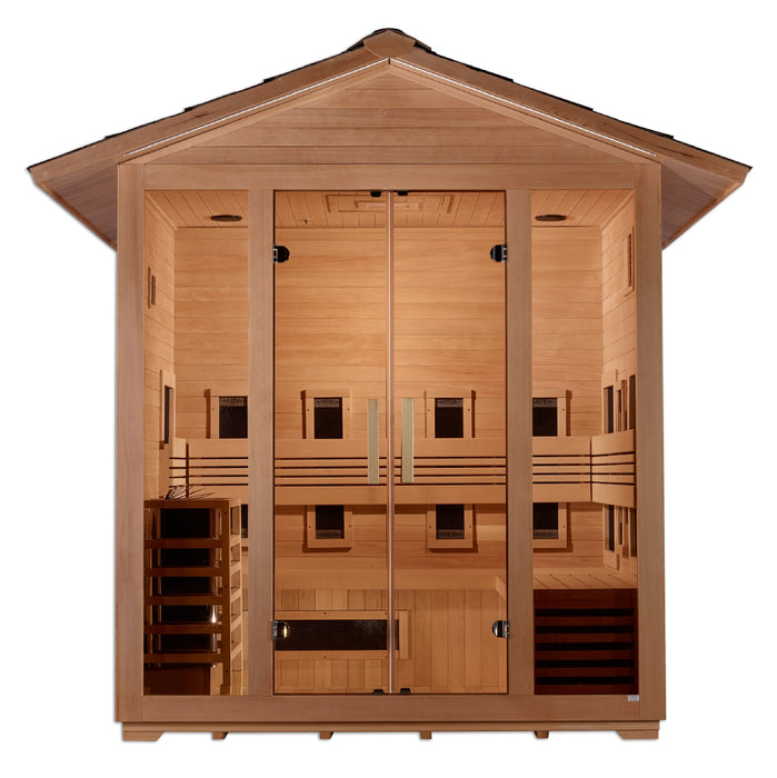 Golden Designs | Gargellen 5 Person Hybrid Outdoor Steam Sauna -  Canadian Hemlock