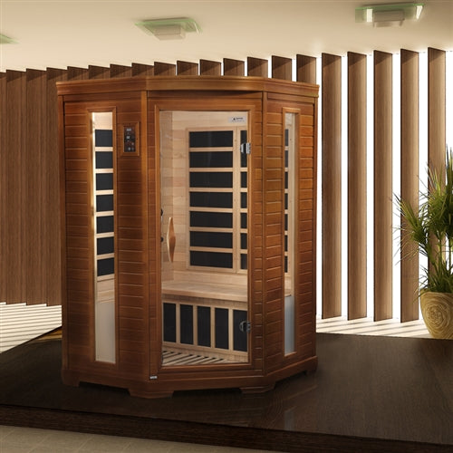 Dynamic | Heming 2-person Corner Low EMF (Under 8MG) FAR Infrared Sauna (Canadian Hemlock)