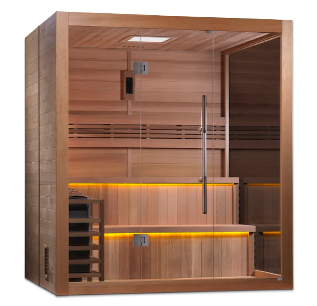 Golden Designs | Kuusamo Edition 6 Person Indoor Traditional Steam Sauna (GDI-7206-01) - Canadian Red Cedar Interior