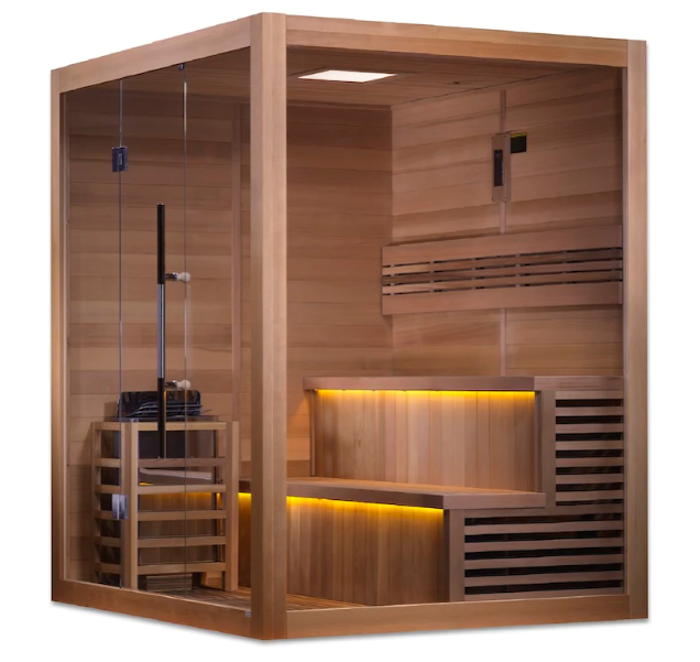 Golden Designs | Kuusamo Edition 6 Person Indoor Traditional Steam Sauna (GDI-7206-01) - Canadian Red Cedar Interior