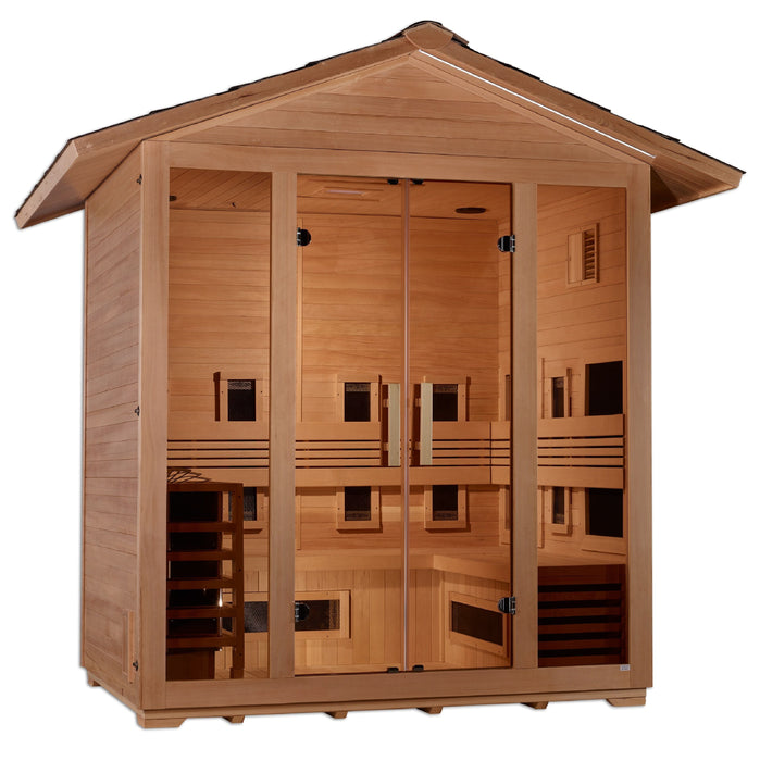 Golden Designs | Gargellen 5 Person Hybrid Outdoor Steam Sauna -  Canadian Hemlock