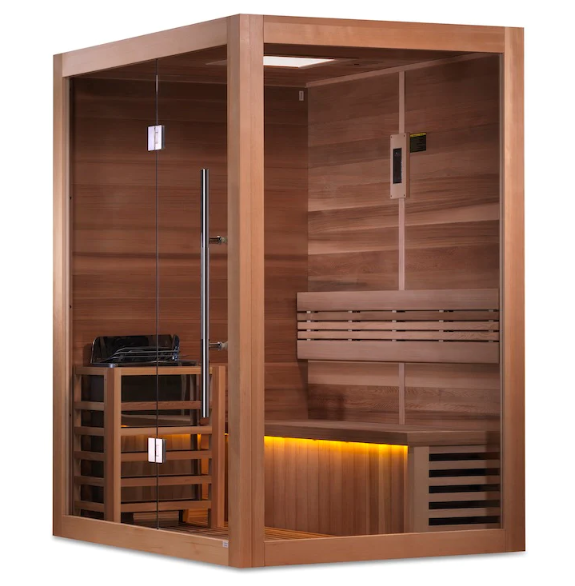 Golden Designs | Hanko Edition 2 Person Indoor Traditional Steam Sauna (GDI-7202-01) - Canadian Red Cedar Interior